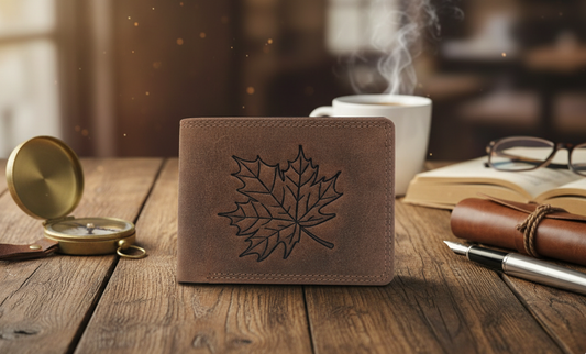 Leather Mens wallet card holder RFID Protection Brown Design