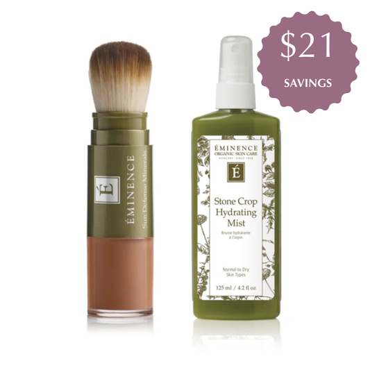 Eminence Organics Sun Defense Minerals Deep + Stone Crop Hydrating Mist Bundle