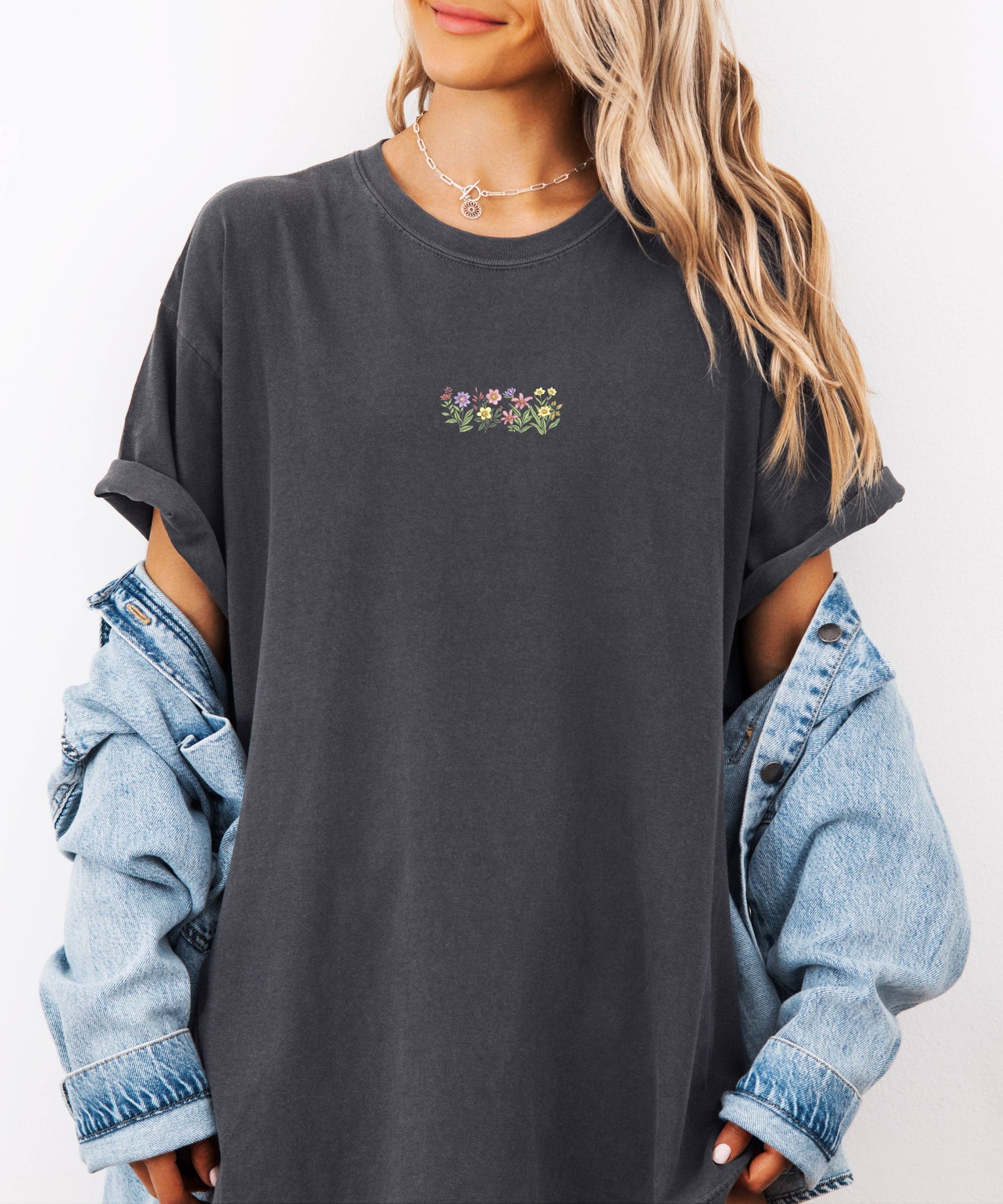 Embroidered Floral Shirt Summer Tops for Women Graphic Tee : Ivory / Small