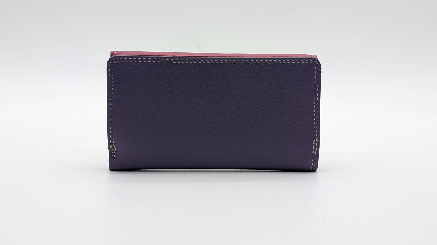 Leather Ladies wallet card holder RFID Protectio Pink Purple