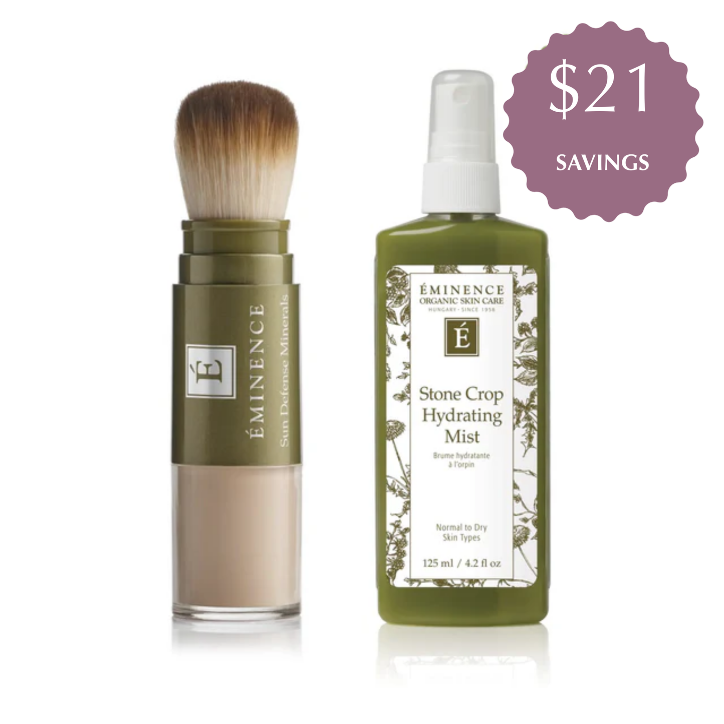 Eminence Organics Sun Defense Minerals Medium + Stone Crop Hydrating Mist Bundle