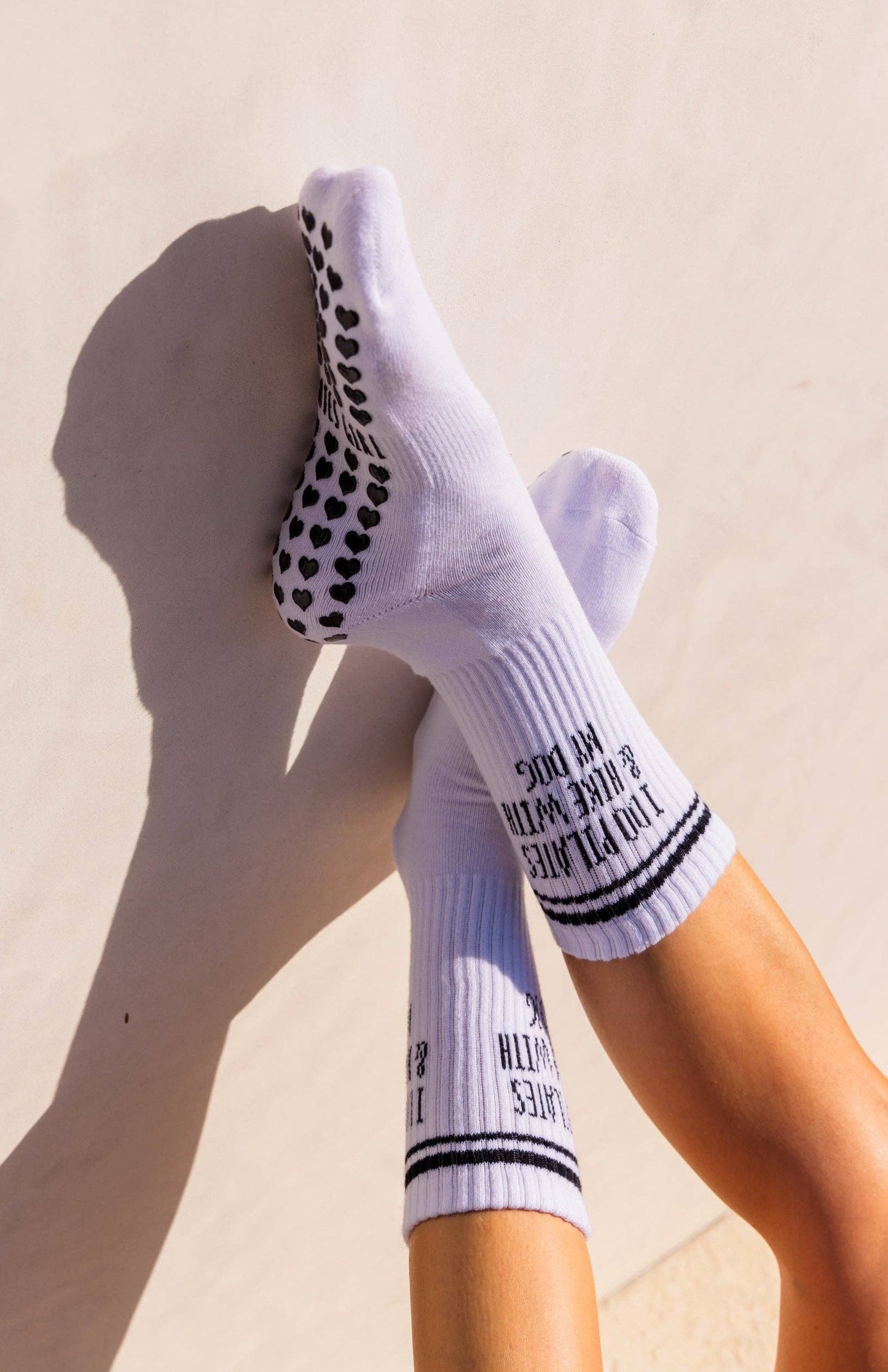 I Do Pilates & Hike With My Dog Pilates Grip Socks: White / One Size