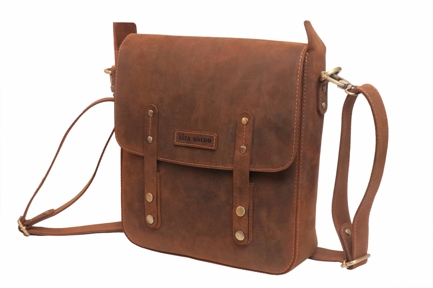 Genuine Leather Sling Crossbody Messenger bag Backpack Brown
