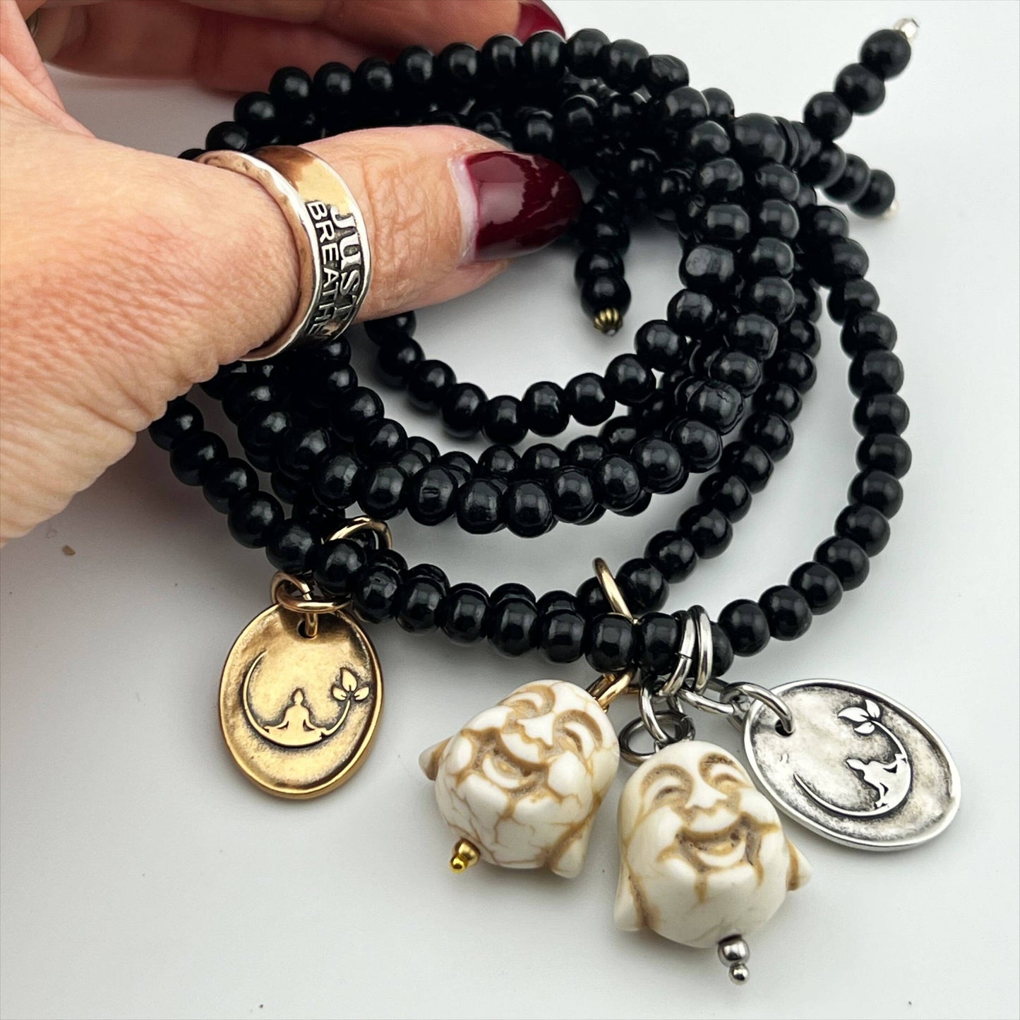 LIMITED EDITION | BREATHE | BUDDHA | Mala Bracelet: Gold / M/L