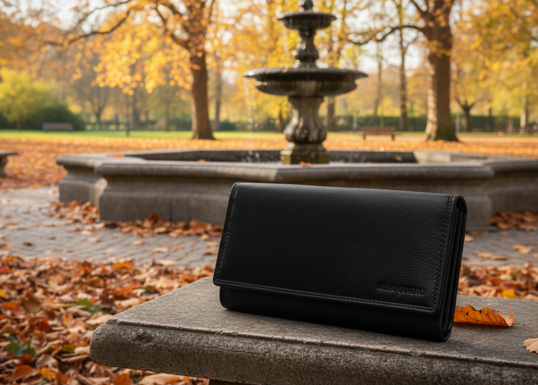 Leather Ladies Wallet card holder RFID Protection Black