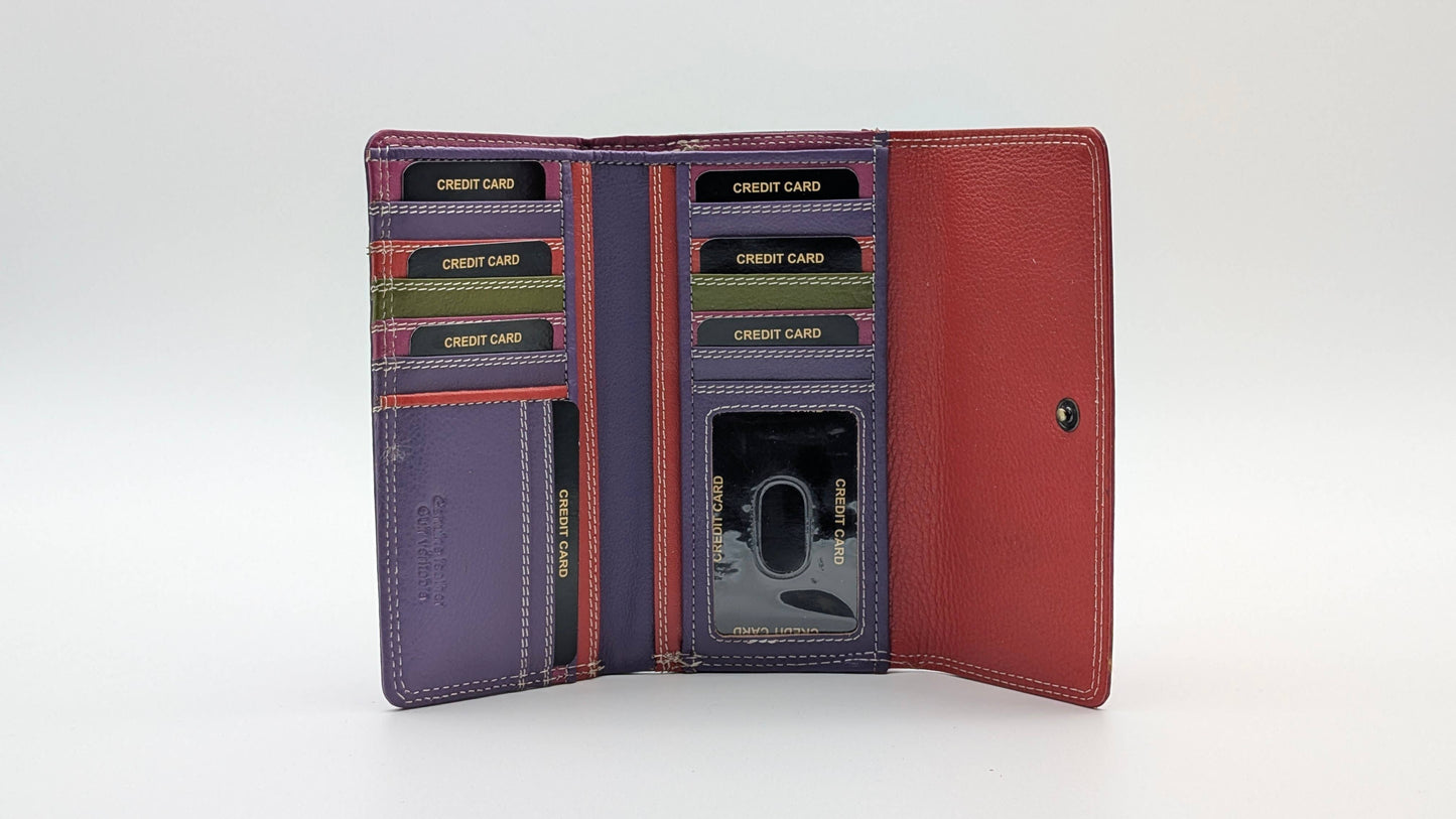 Leather Ladies wallet card holder RFID Protectio Pink Purple