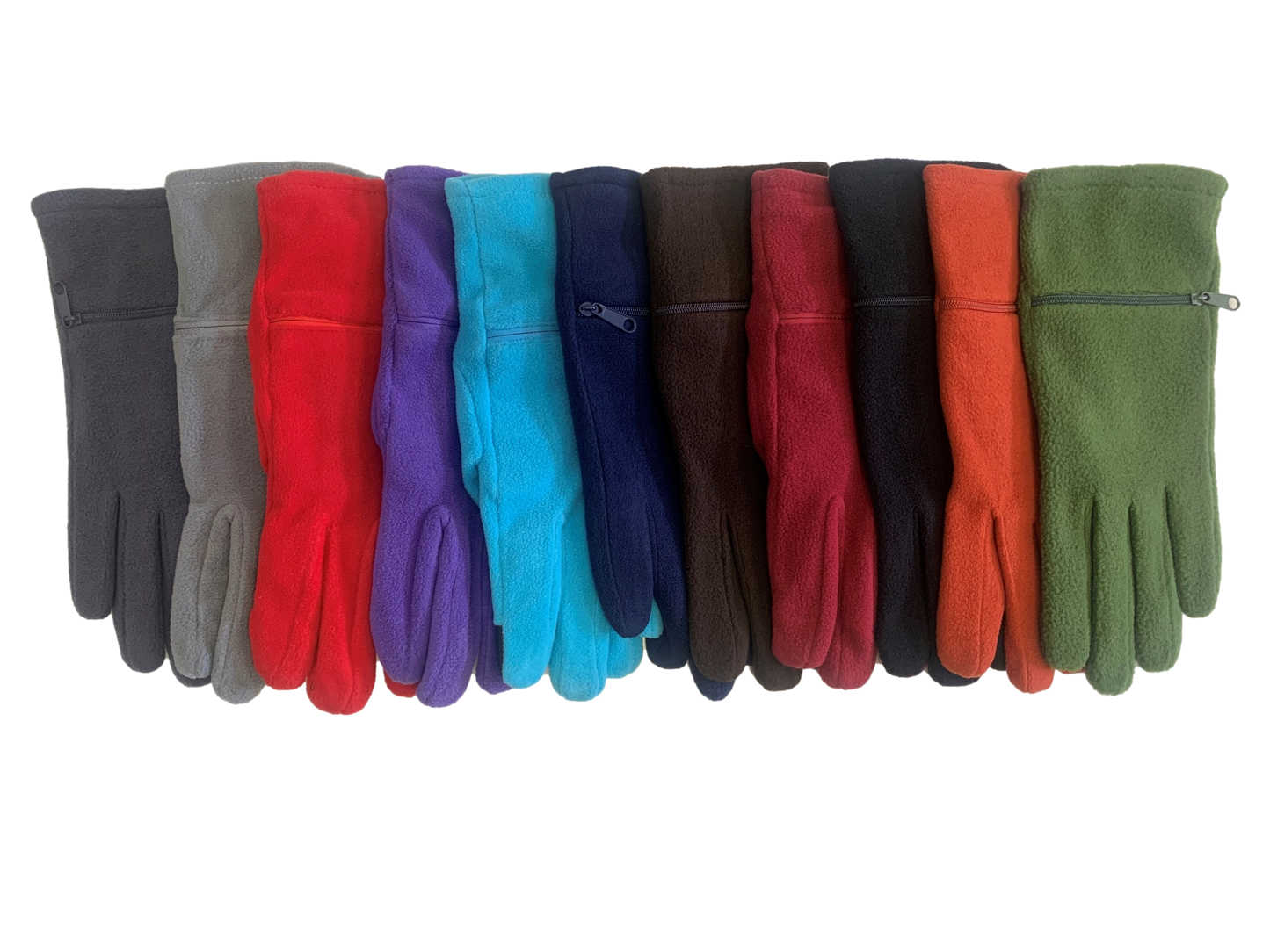 Women's Fleece Gloves Zipper Pocket: Bright Blue / One Size