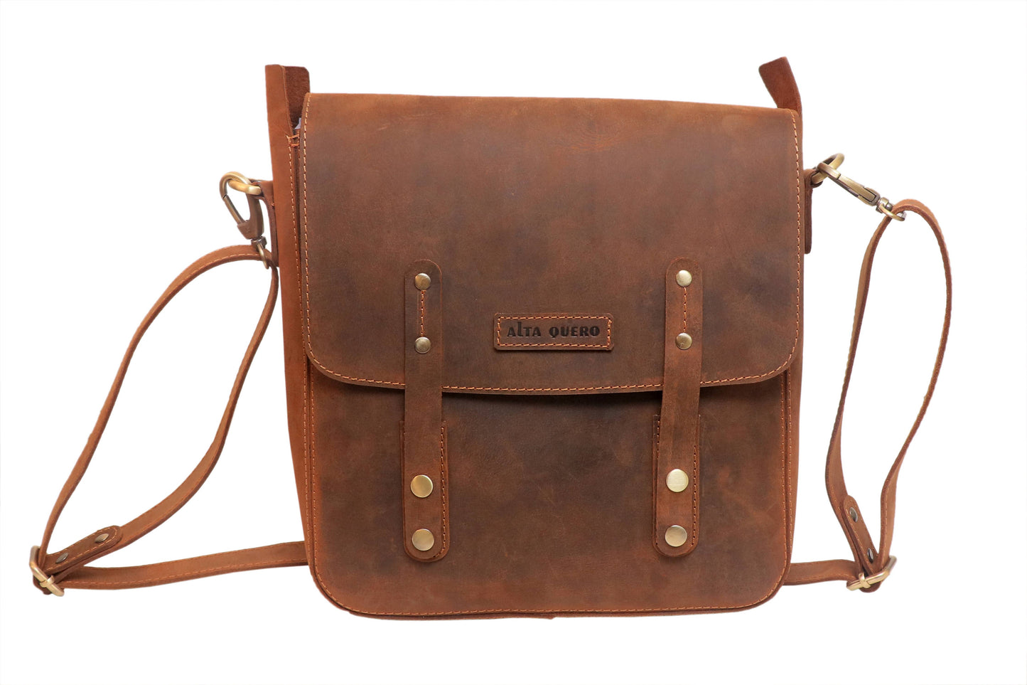Genuine Leather Sling Crossbody Messenger bag Backpack Brown