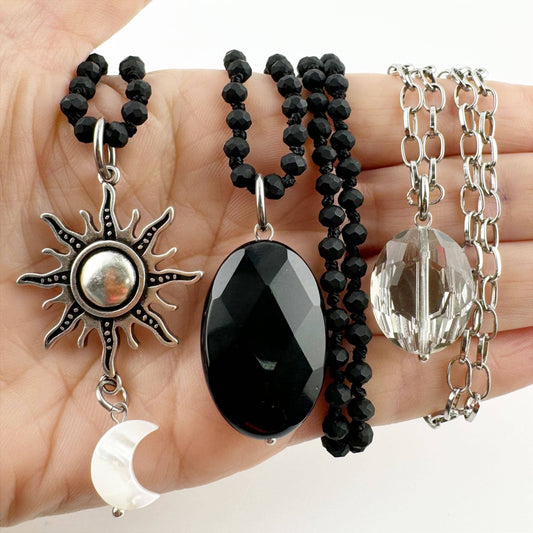 WARRIOR | SUN | Original Layering Bundle: Silver finish / matte black beads