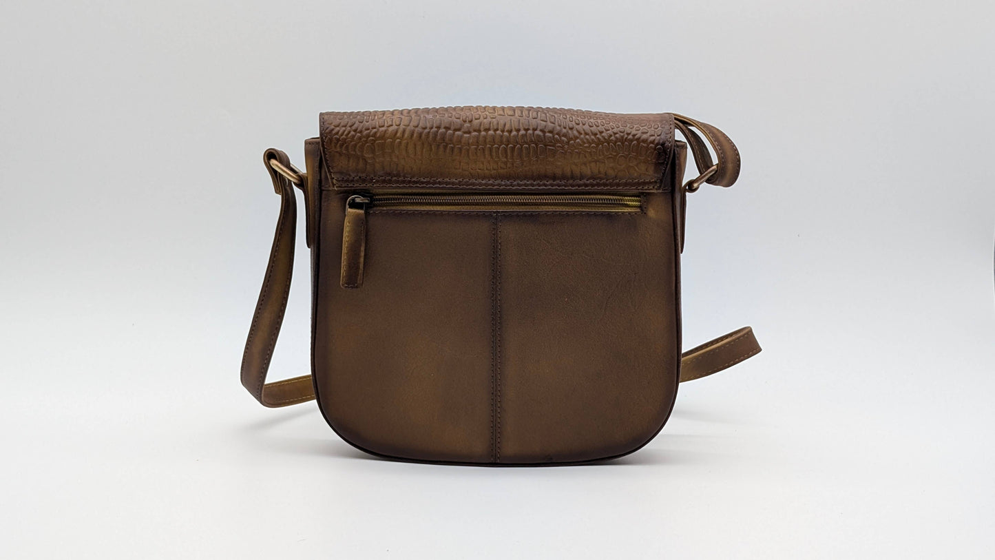 Genuine Leather Ladies Sling / Crossbody Bag - Tan Brown