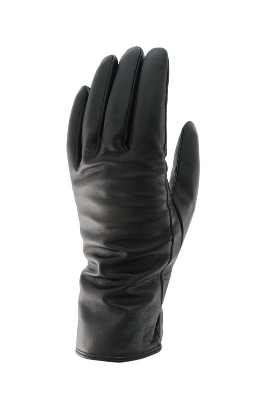 Women's Leather Wool Lined Gloves: Black / Extra Large