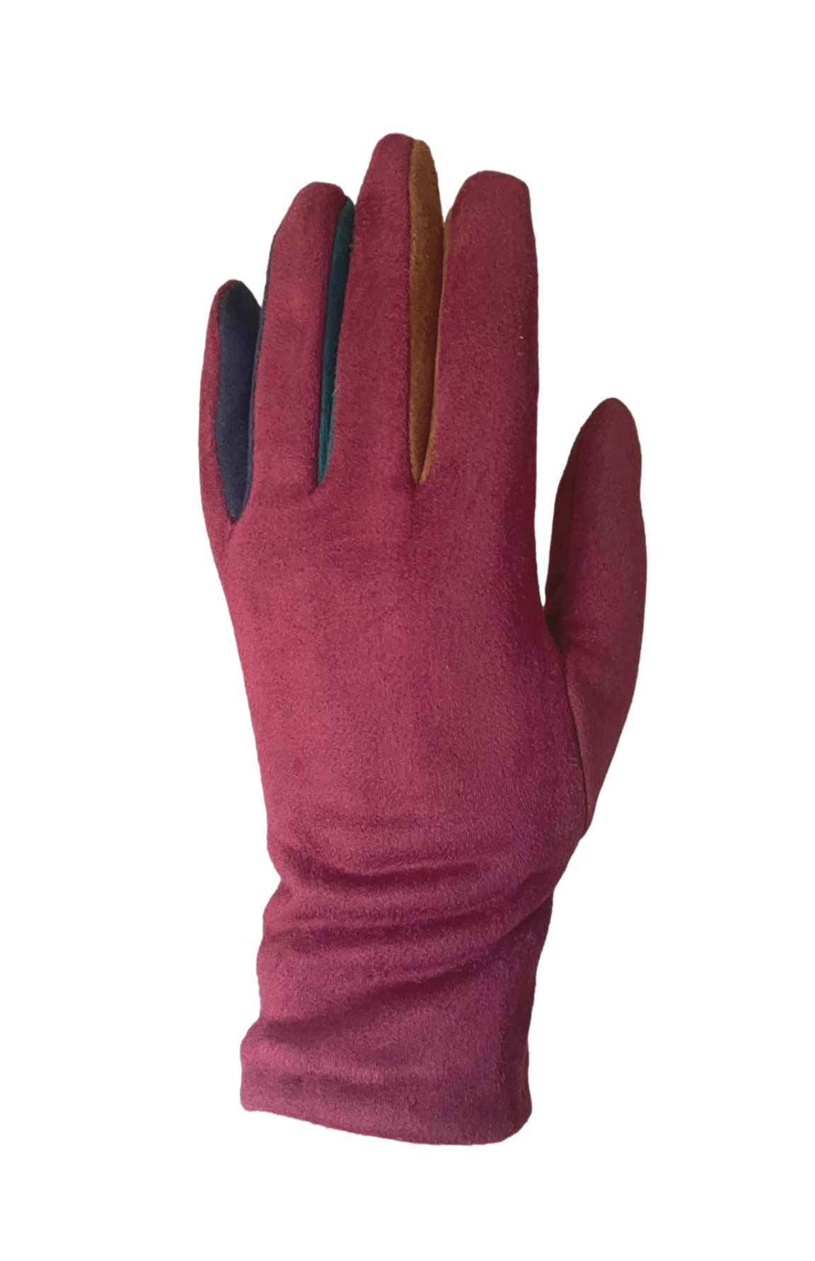 Ladies Microsuede Glove Contrast Forchettes: Black / One Size