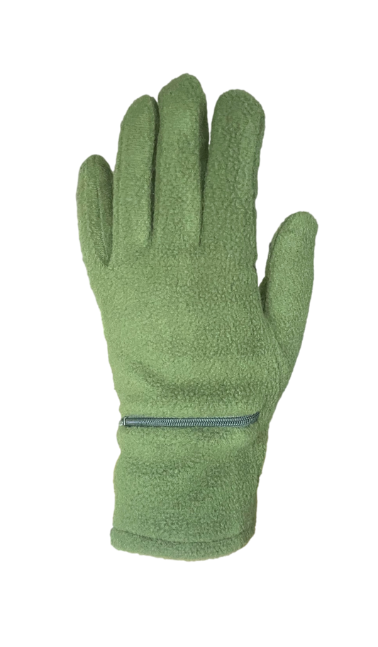 Women's Fleece Gloves Zipper Pocket: Olive / One Size