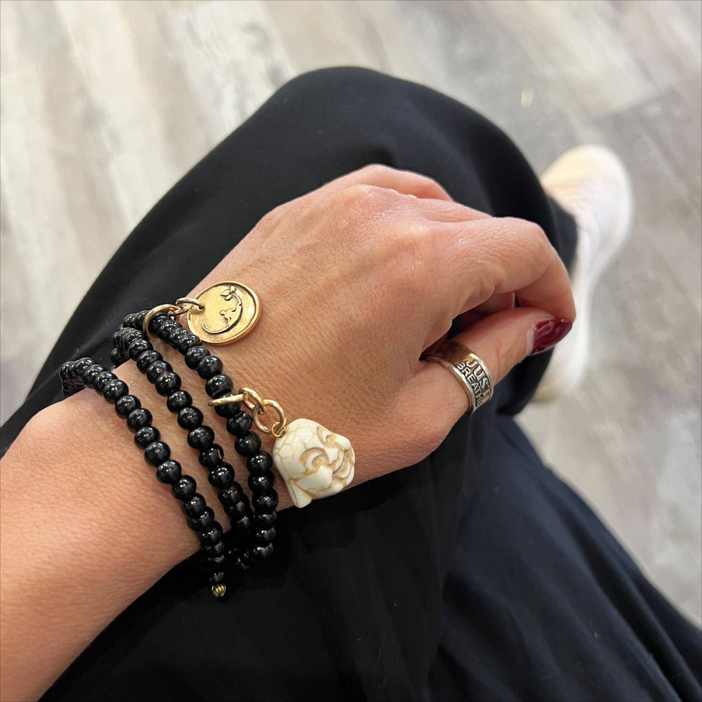 LIMITED EDITION | BREATHE | BUDDHA | Mala Bracelet: Gold / M/L