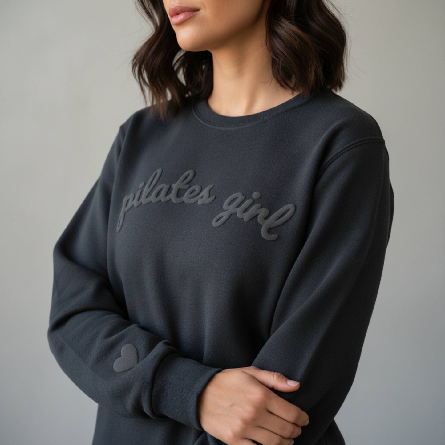 Puff Pilates Crewneck Sweatshirt for Women Fitness Studio: Black / Small