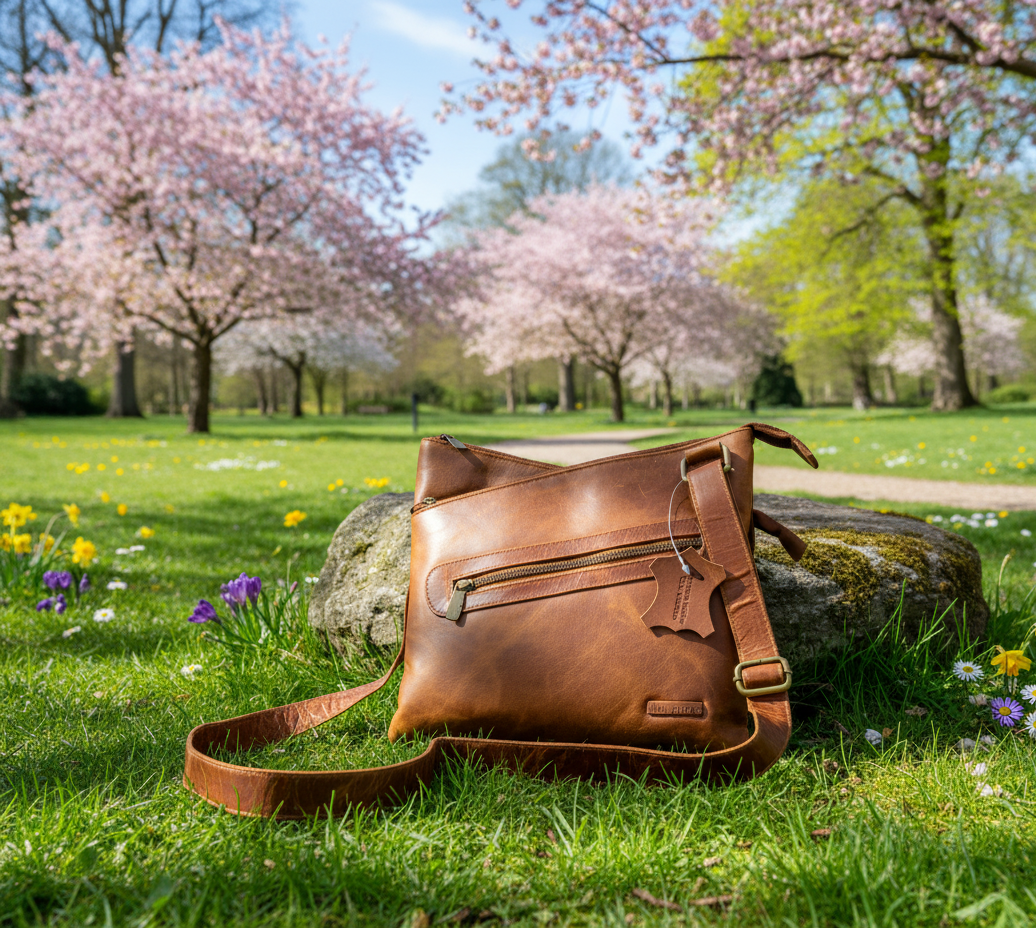 Genuine Leather Ladies Sling / Crossbody Bag - Tan / Brown
