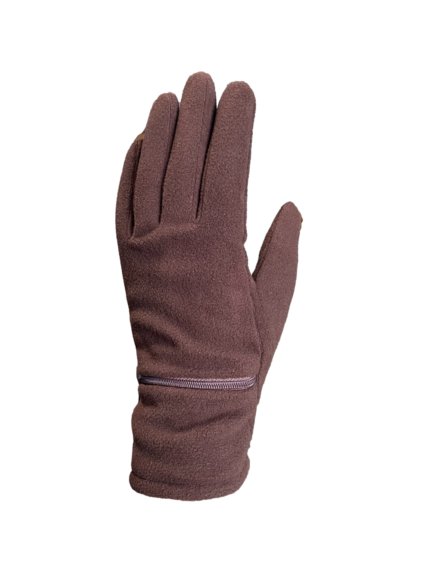 Women's Fleece Gloves Zipper Pocket: Olive / One Size