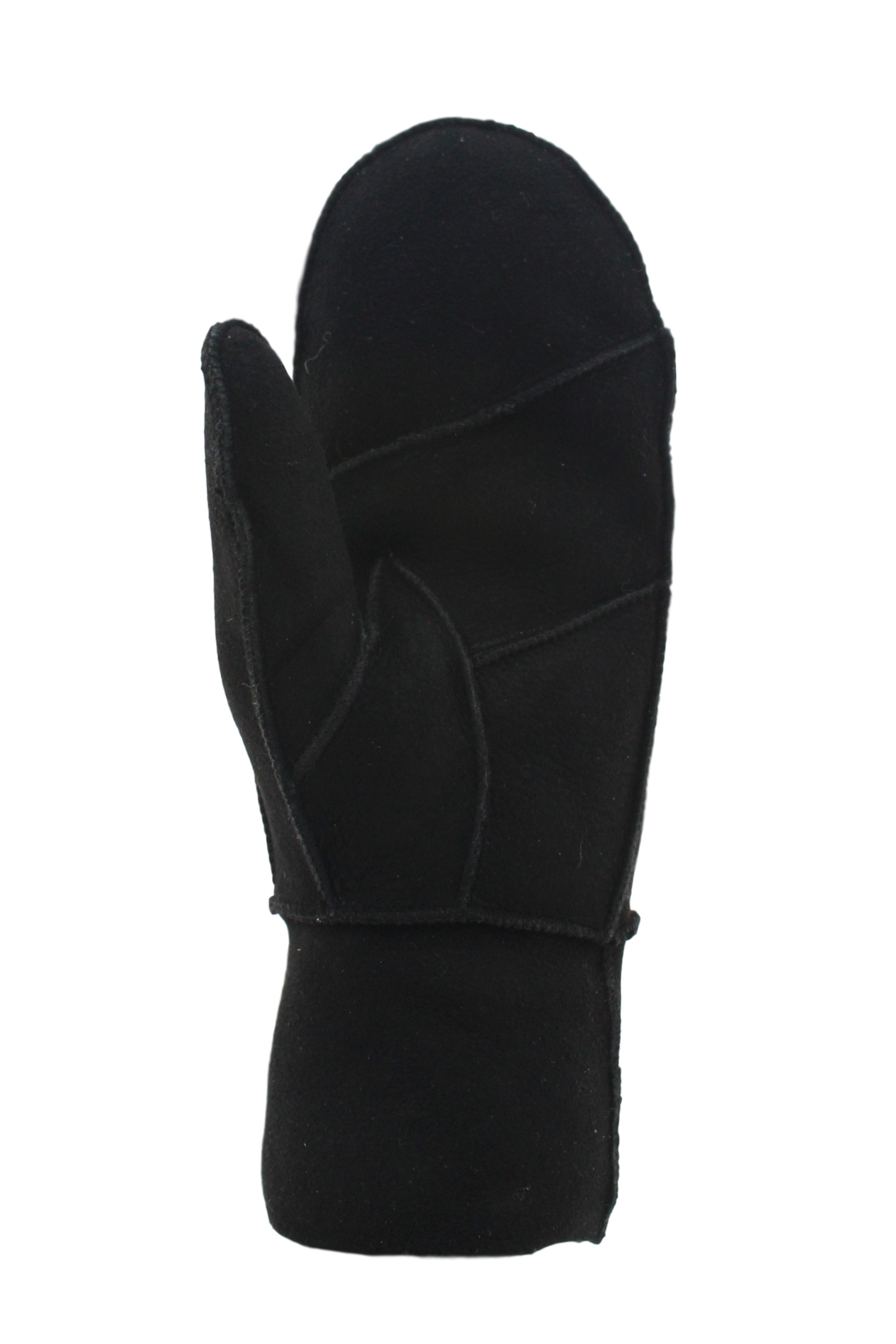 Shearling Mittens with Turned Cuff: Black / Small