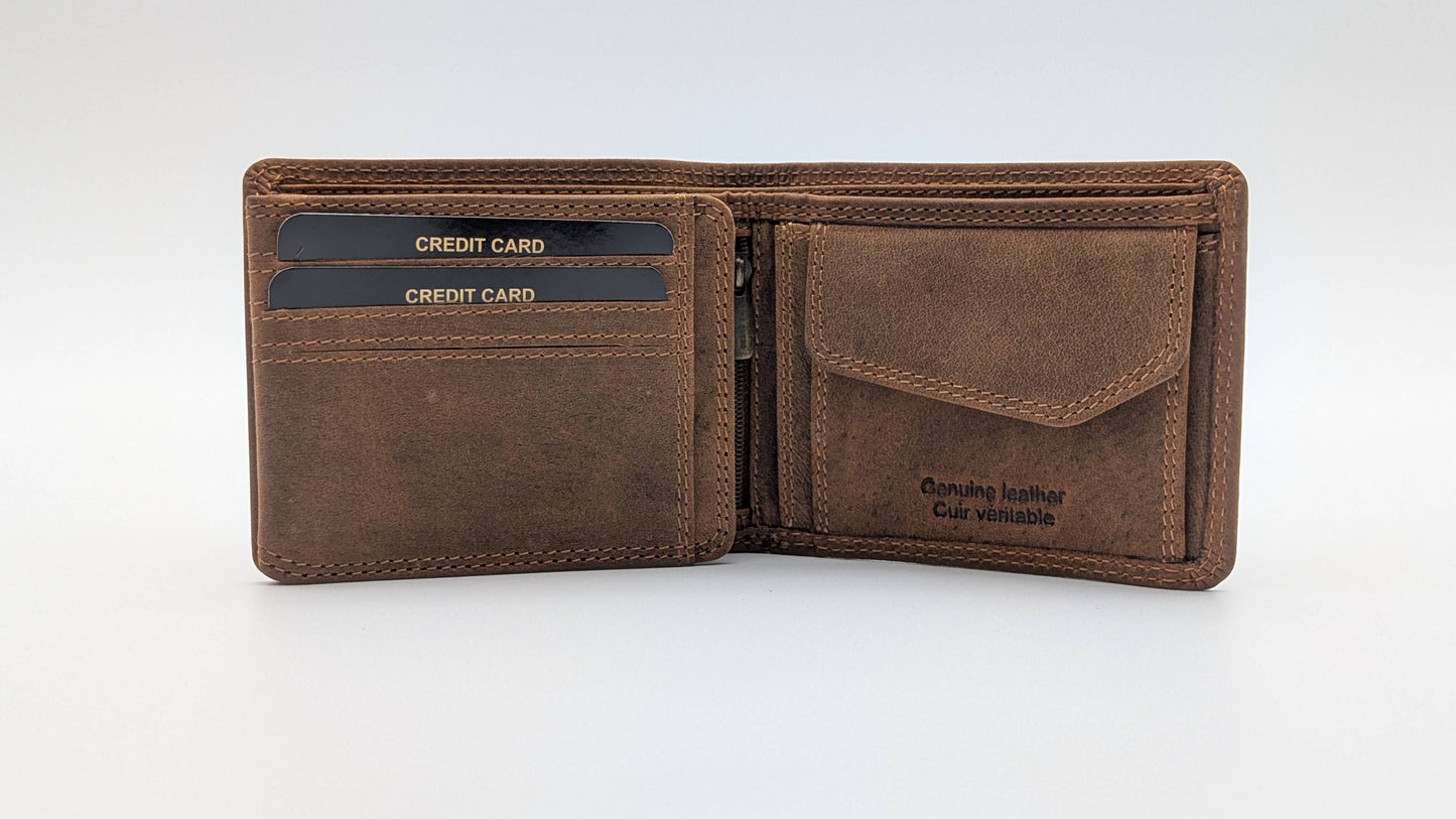Leather Mens wallet card holder RFID Protection Brown Design