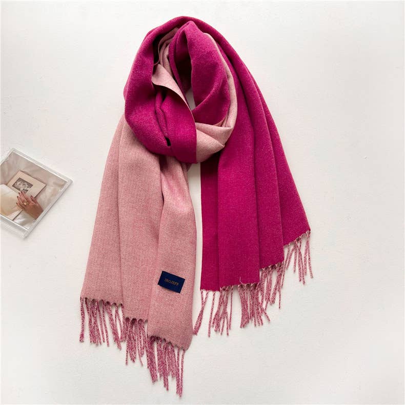Solid color scarf Double-sided two-color tassel shawl scarf: Camel
