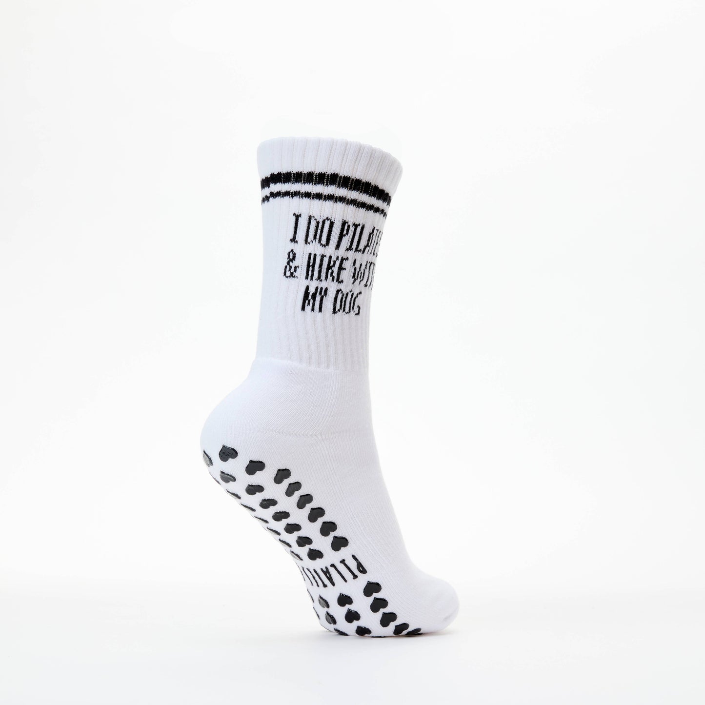 I Do Pilates & Hike With My Dog Pilates Grip Socks: White / One Size