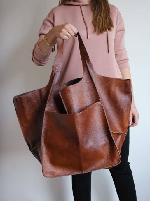 Women's shoulder bag large capacity Soft PU leather handbag: Rust / One size