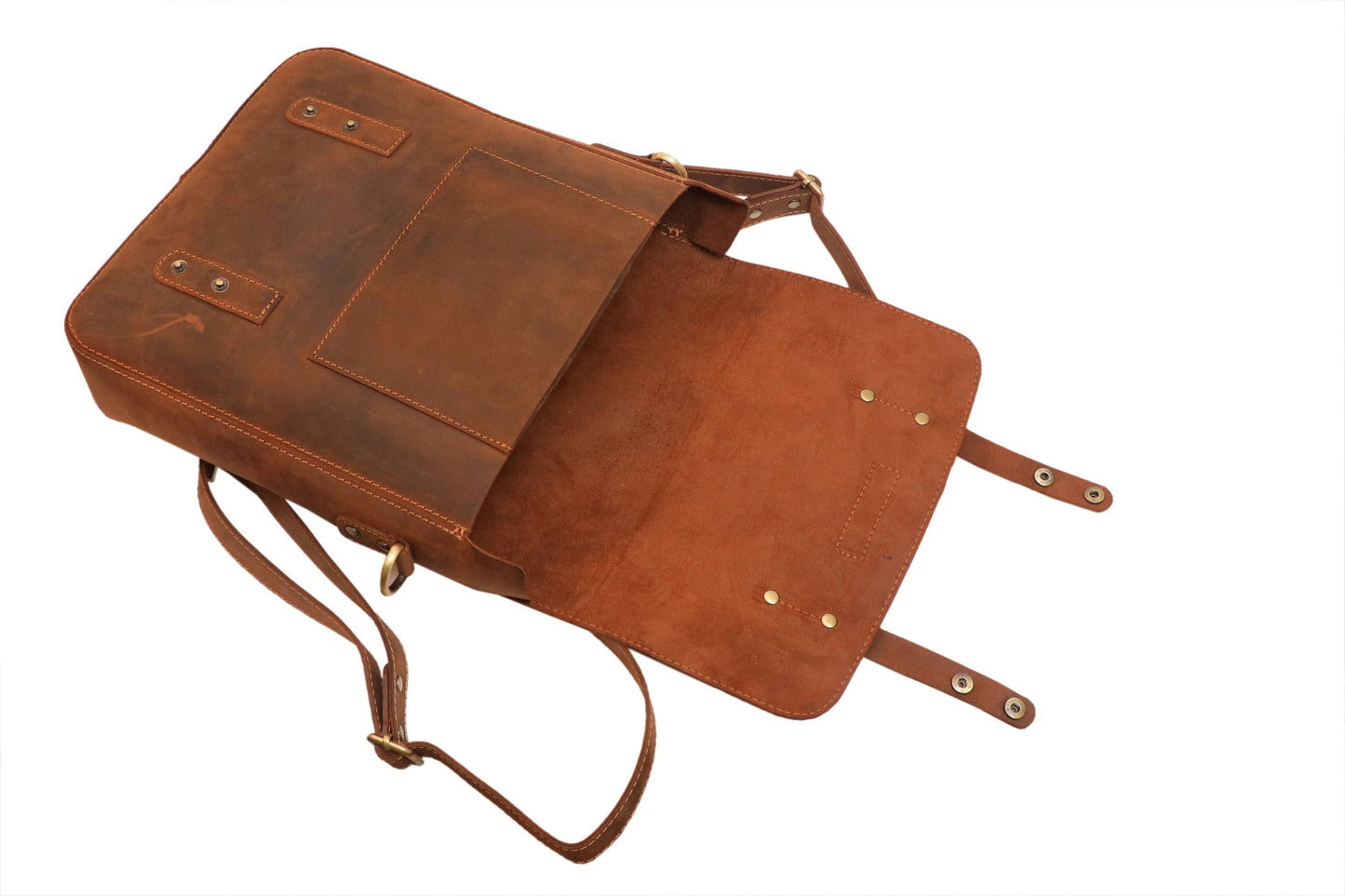 Genuine Leather Sling Crossbody Messenger bag Backpack Brown