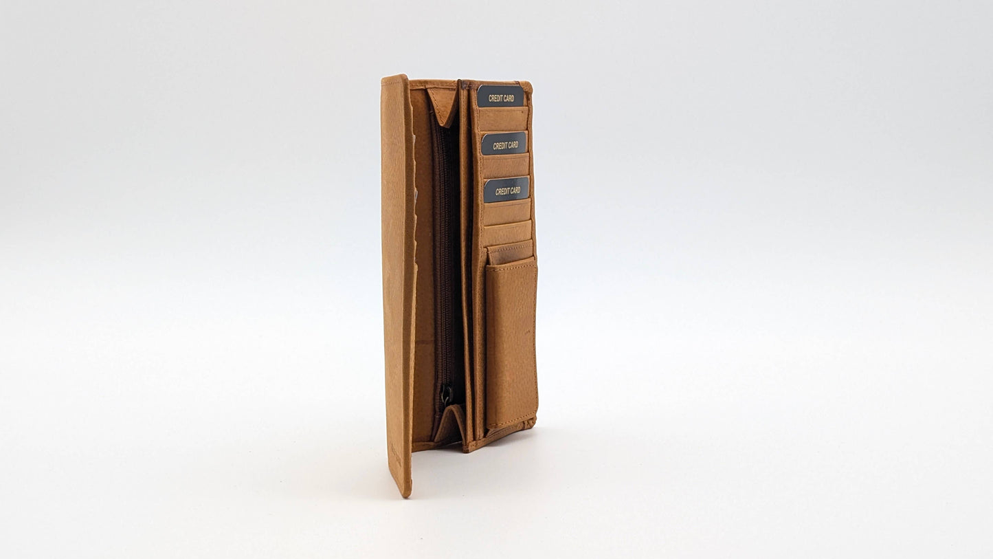 Leather Ladies Wallet Card Holder RFID Protection Tan