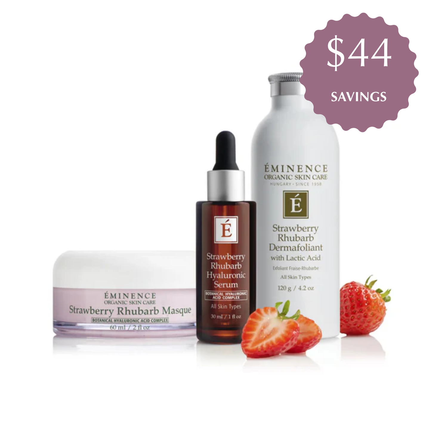 Eminence Organics Strawberry Rhubarb Hyaluronic Classic Collection Bundle