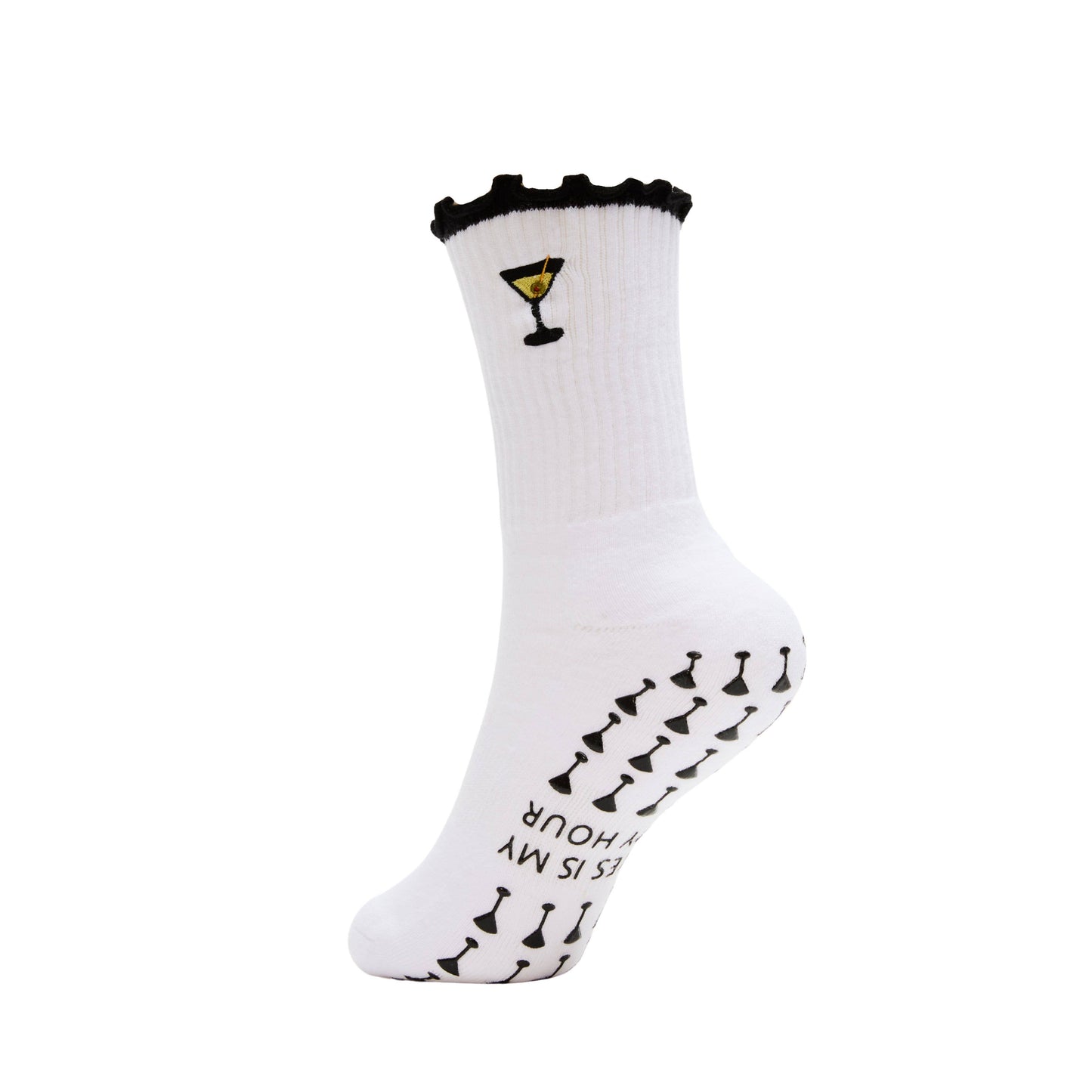 Pilates is my Happy Hour Martini Grip Socks: White / One Size