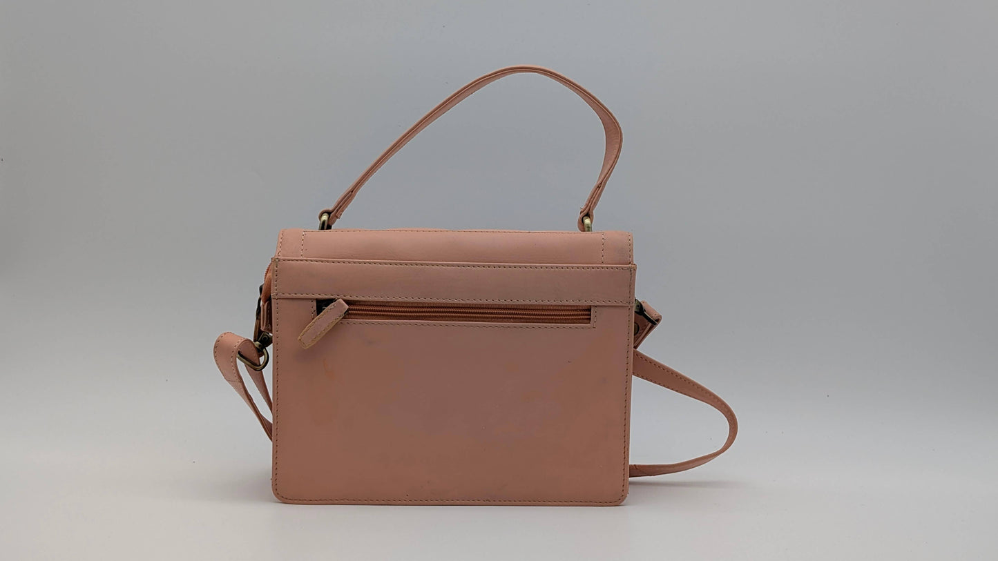 Genuine Leather Ladies Sling / Crossbody Bag - Pink (Bloom)