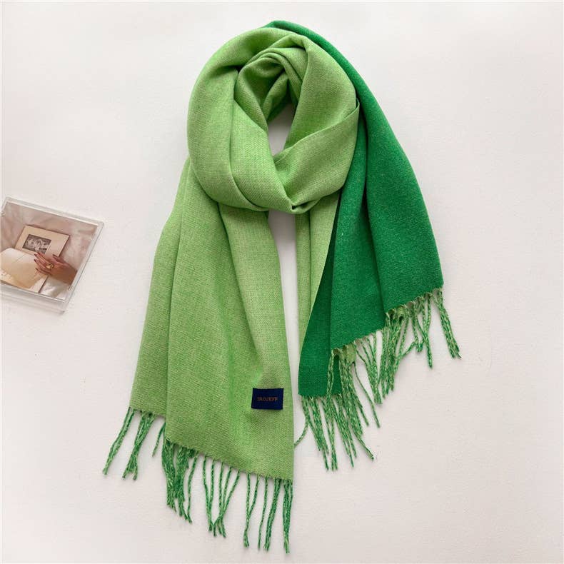 Solid color scarf Double-sided two-color tassel shawl scarf: Camel