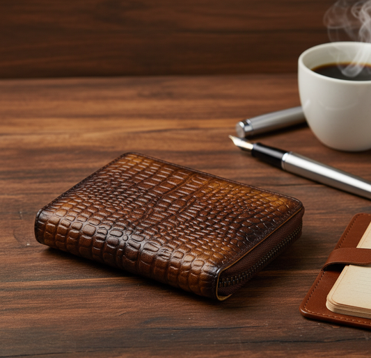 Leather wallet card holder RFID protection- Tan Brown