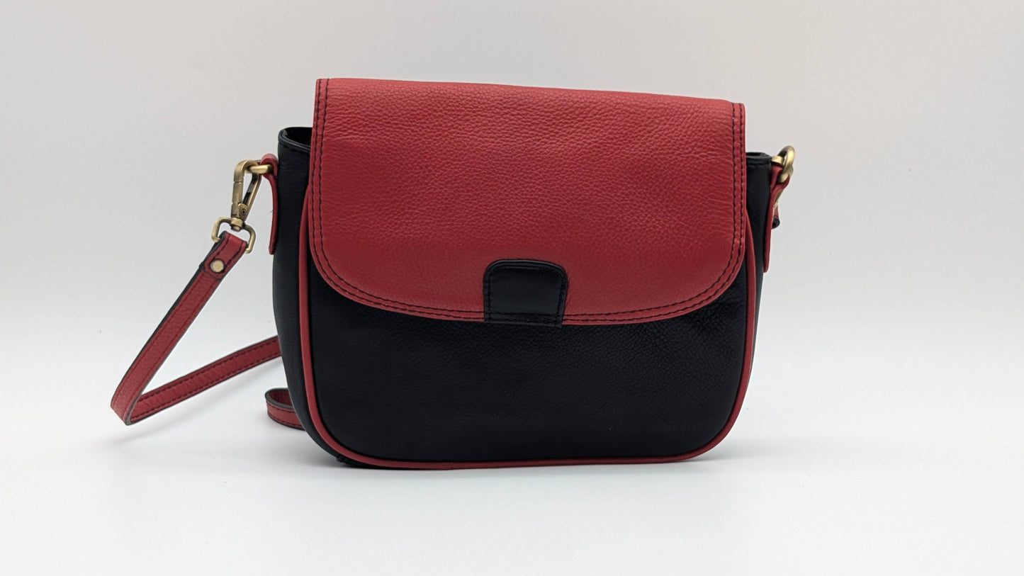 Genuine Leather Ladies Sling / Crossbody Bag - Black, Red