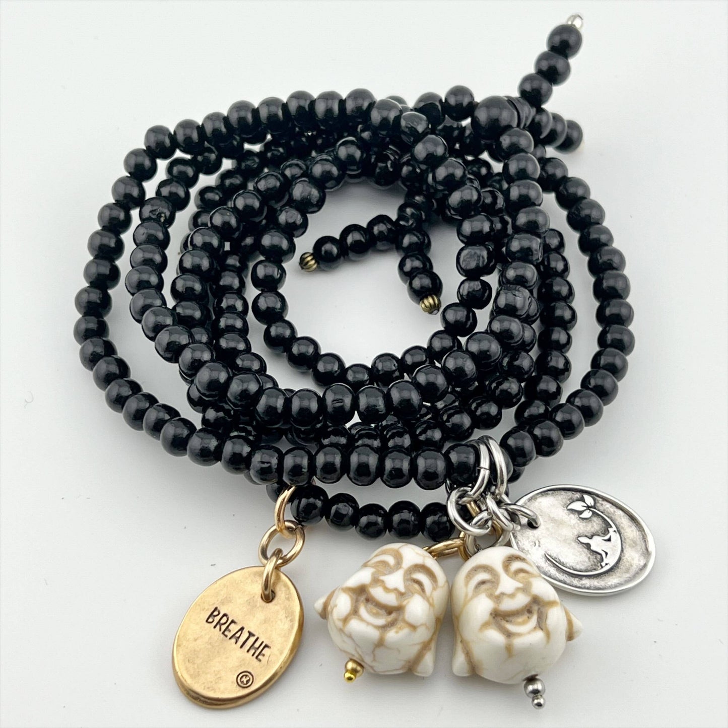 LIMITED EDITION | BREATHE | BUDDHA | Mala Bracelet: Gold / M/L