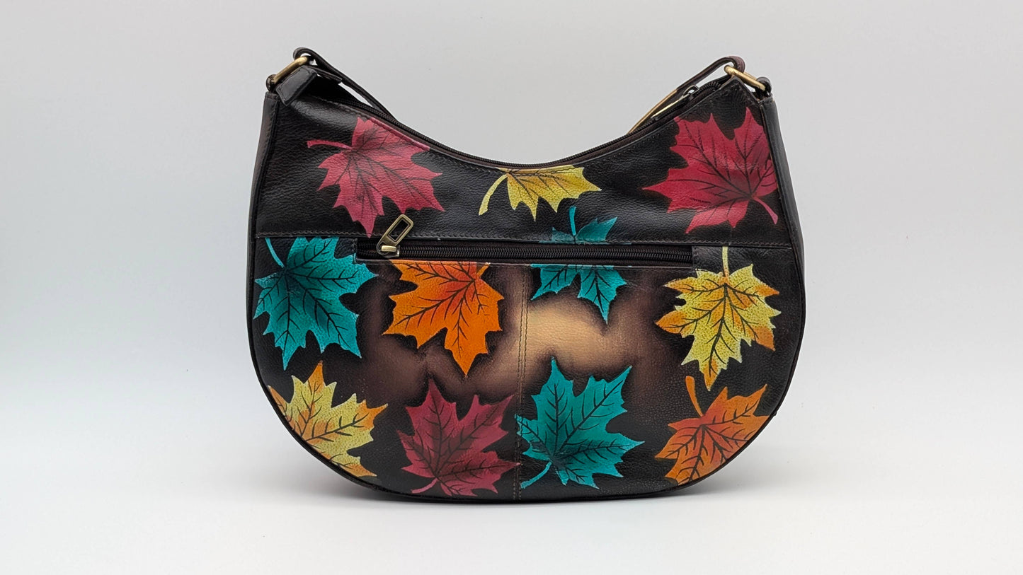 Genuine Leather Hand Painted Ladies Sling Crossbody - Maple