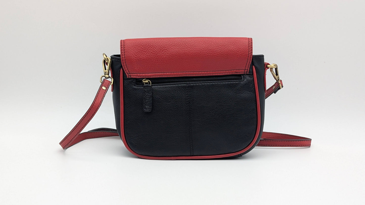 Genuine Leather Ladies Sling / Crossbody Bag - Black, Red
