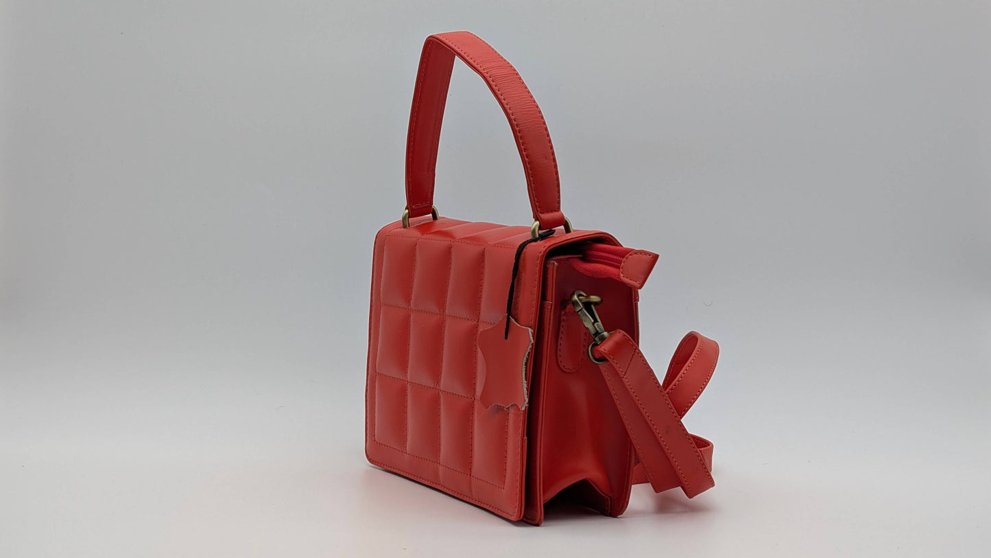 Genuine Leather Ladies Sling / Crossbody Bag - Red (Bloom)