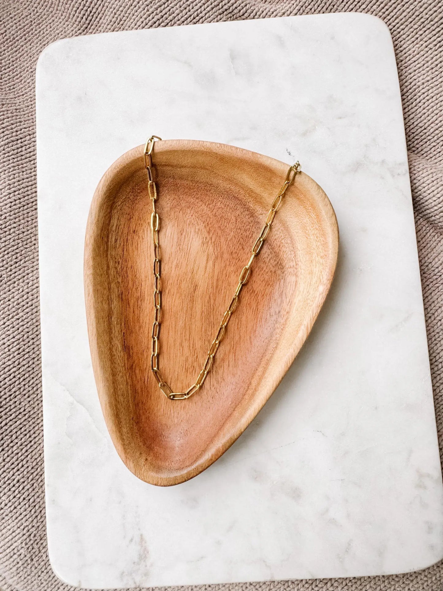 Paperclip Chain 18K Gold Plated Stainless Necklace