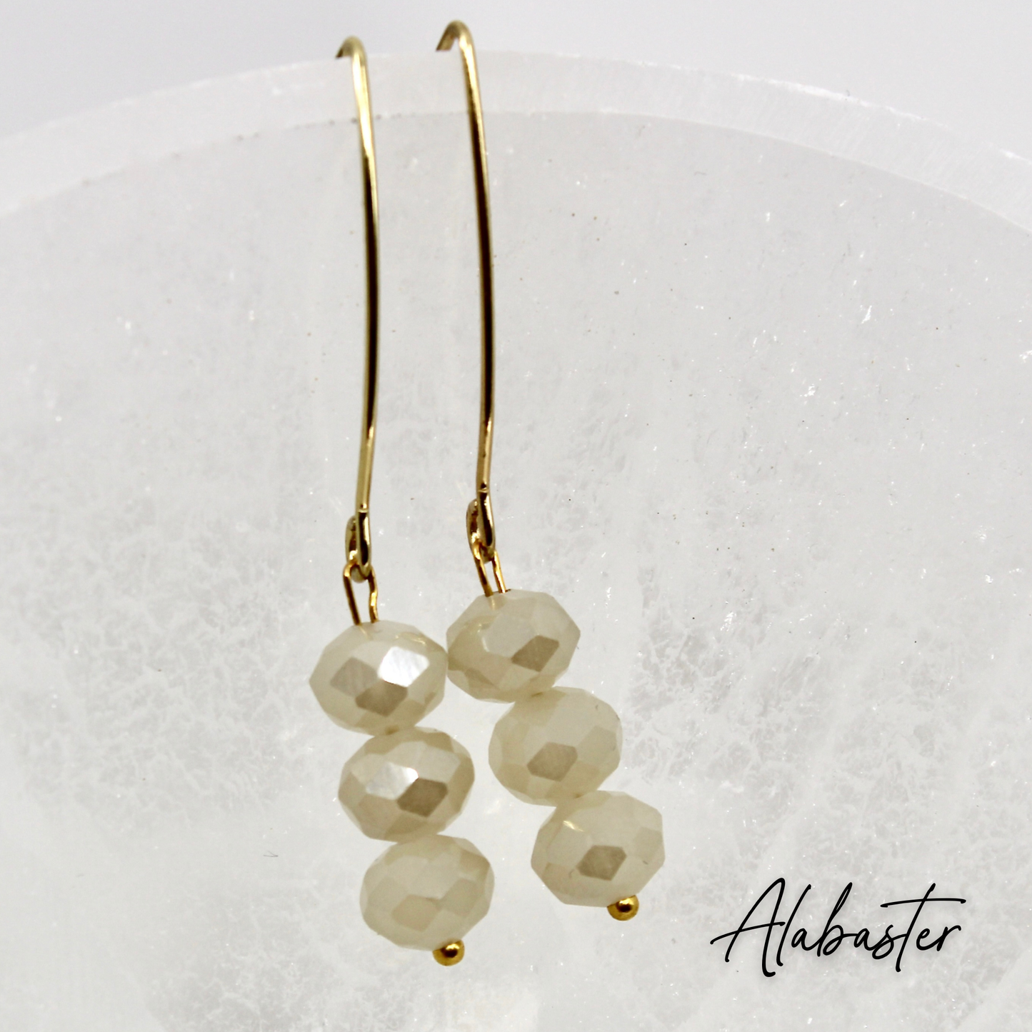 CRYSTAL TRIO | Drop Earrings: Alabaster / Silver