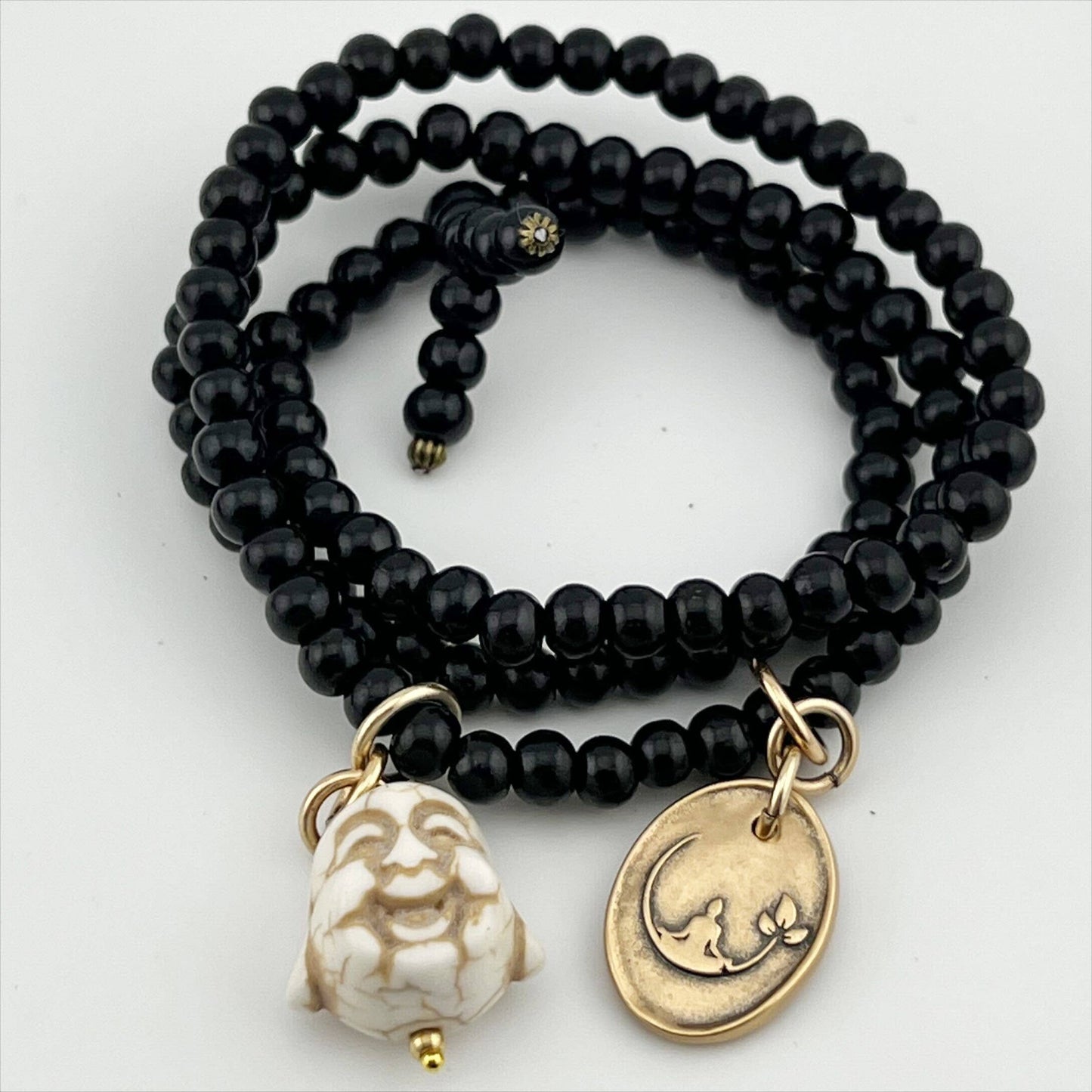 LIMITED EDITION | BREATHE | BUDDHA | Mala Bracelet: Gold / M/L