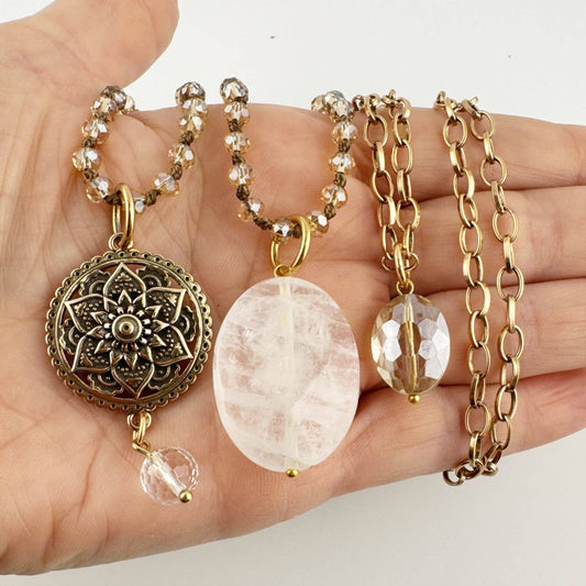 GRATEFUL THANKFUL BLESSED | MANDALA | Original Layering Bundle: Gold / Beige Crystal