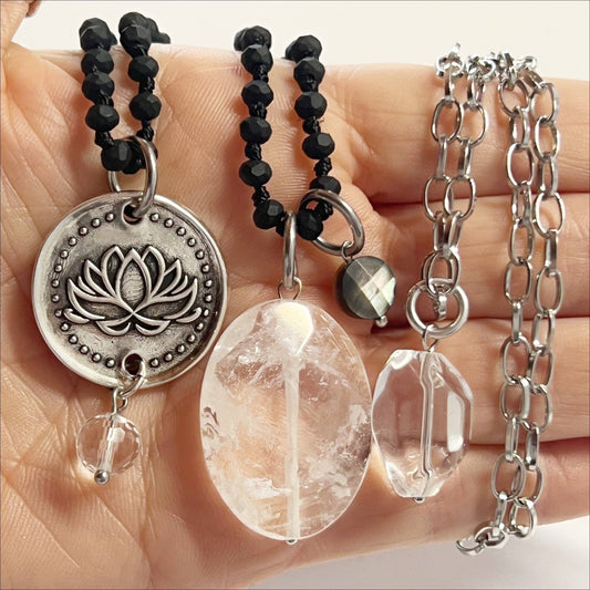 REMEMBER WHO THE FUCK YOU ARE | Original Layering Bundle: Silver Finish Pendant / Black Beads