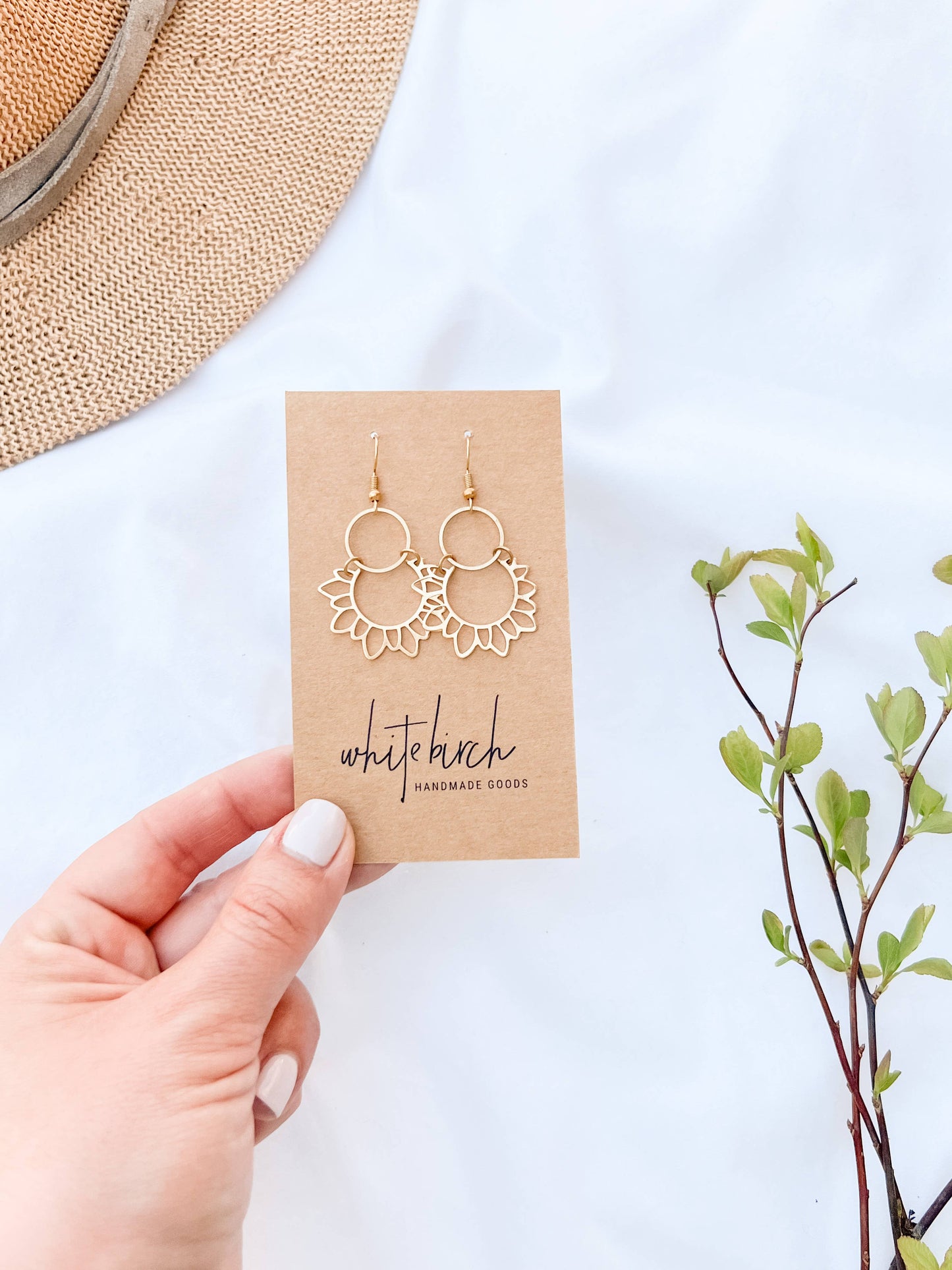 Brass Sunflower Earrings: 14k Gold Fill Hooks