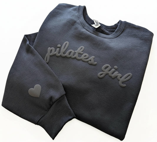 Puff Pilates Crewneck Sweatshirt for Women Fitness Studio: Black / Small
