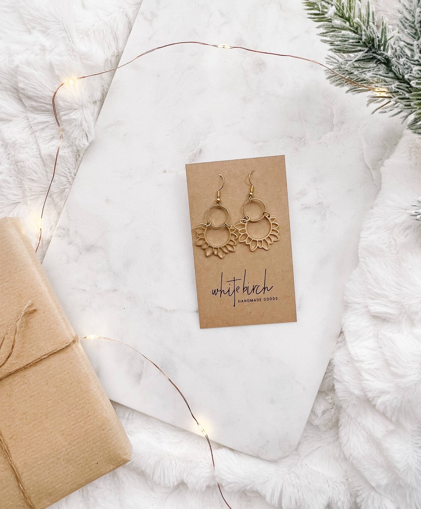 Brass Sunflower Earrings: 14k Gold Fill Hooks