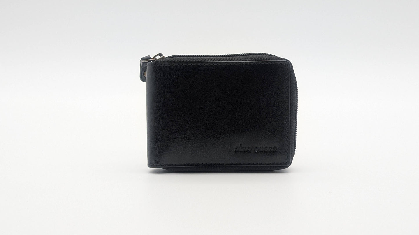 Genuine Leather Men wallet card holder RFID Protection Black