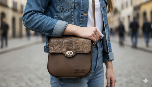 Genuine Leather Ladies Sling / Crossbody Bag - Tan Brown