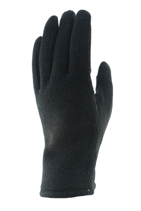 Ladies Knit Glitter Back Spandex Palm Gloves: Black / Medium