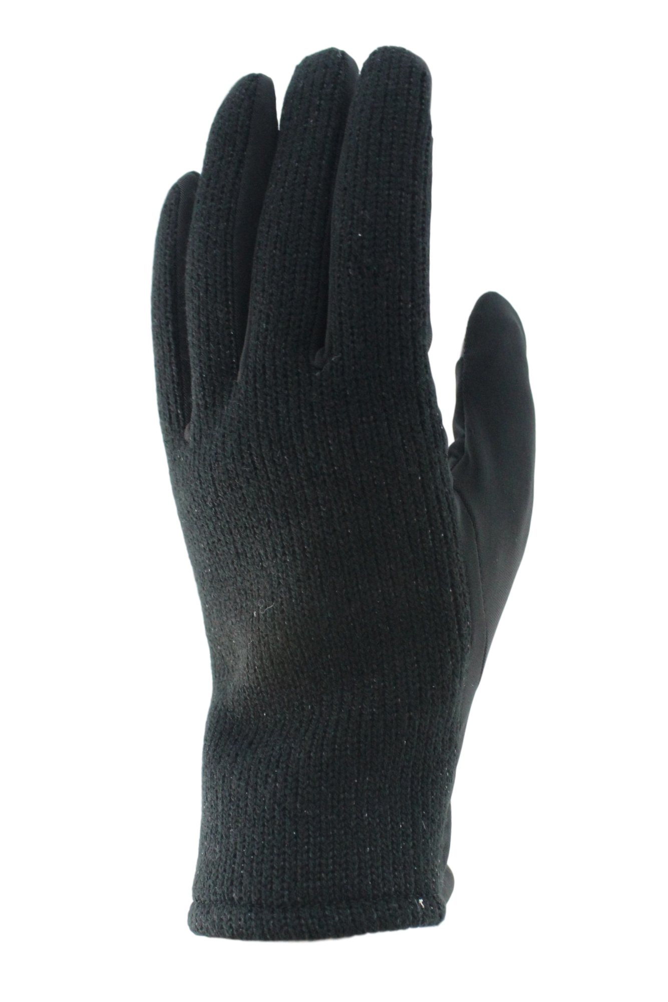 Ladies Knit Glitter Back Spandex Palm Gloves: Black / Large